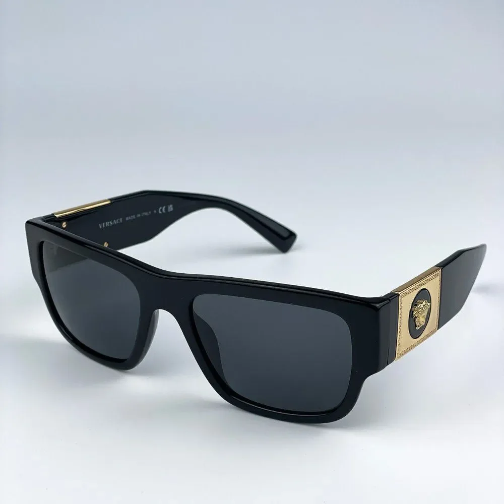 NEW Versace VE4406 GB1/87 Black Dark Grey Pilot Unisex Sunglasses